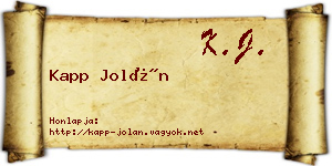 Kapp Jolán névjegykártya